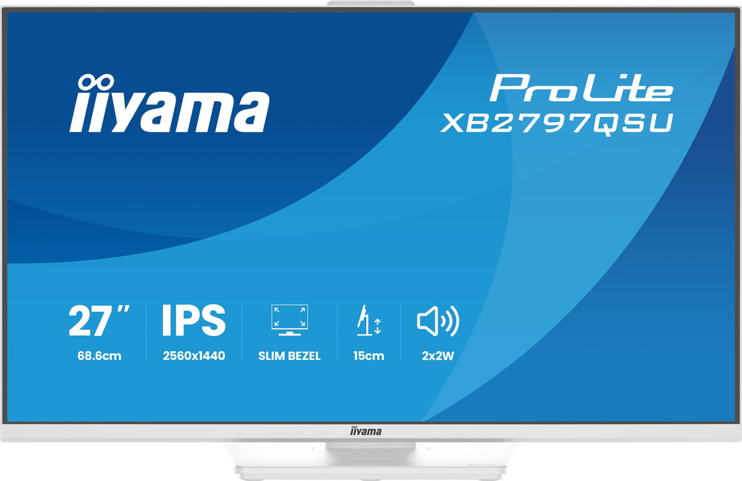 Monitor  Iiyama Prolite Xb2797qsu-W1 Led 27" 2560 X 1440 Qhd @ 75 Hz Ips 350 Cd/M² 1000:1 1 Ms 2xhdmi Displayport Altavoces Mate Blanco