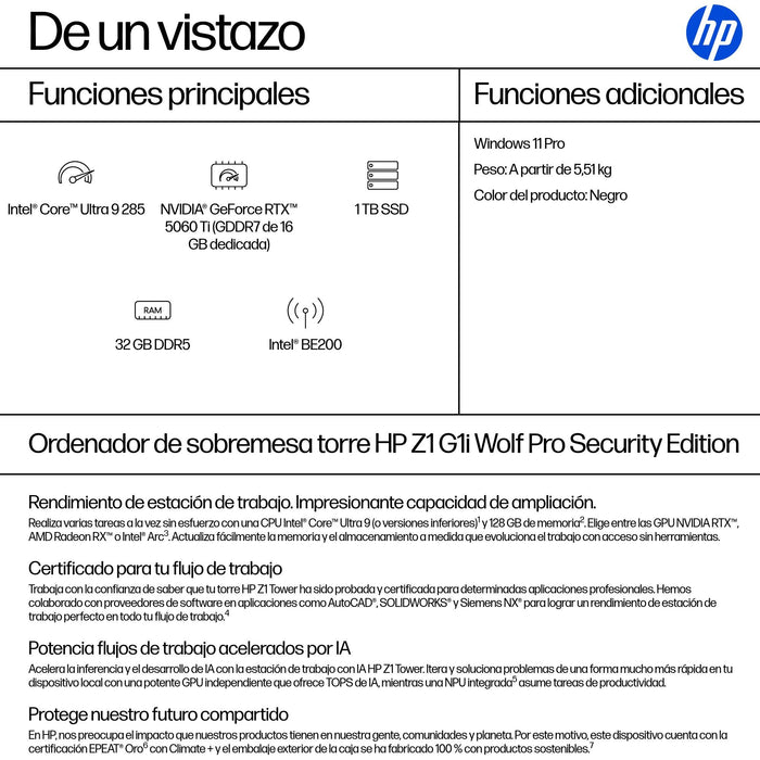 EAN 0199251986512 - HP 1Z Tower G1i Wolf Pro Security Edition Intel Core Ultra 9 285 32 GB DDR5-SDRAM 1 TB SSD NVIDIA GeForce imagen 3