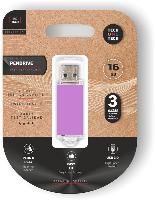 EAN 8436546593874 - TECH ONE TECH TEC3009-16 unidad flash USB 16 GB USB tipo A 2.0 Púrpura imagen 1