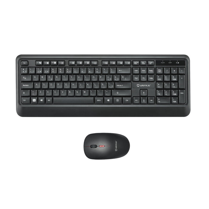 Unykach Uk39 Pack De Teclado Inalambrico Compacto + Raton Inalambrico 1600dpi, 3 Botones, Uso Ambidiestro - Negro
