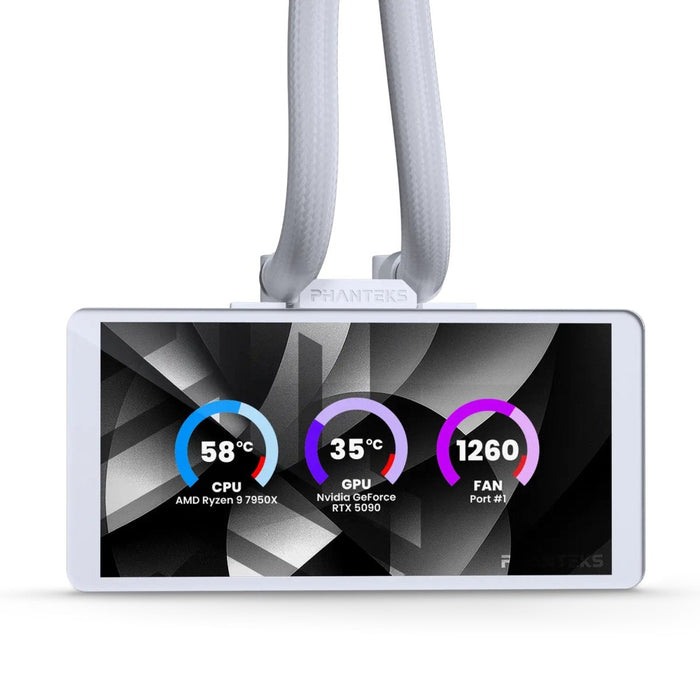 K Phanteks Glacier One 360m25 Lcd Aio-Wasserkühlung, 6-Zoll-Display - 360mm, Weiss