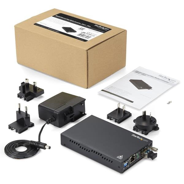 Startech.Com Conversor De Medios De Ethernet Gigabit De Cobre A Fibra Monomodo Lc 10km Conversor De Soportes De Fibra 1gbe 100base-Lx 1000base-T Rj-45 / Modo Simple Lc Hasta 10 Km 1310 Nm Para P/N: Sva12m2neua Sva12m5na