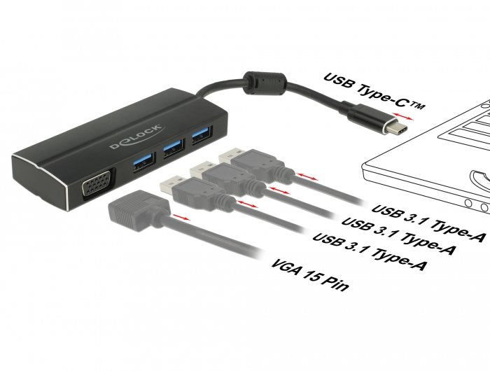 EAN 4043619639328 - DeLOCK 63932 base para portátil y replicador de puertos USB 3.2 Gen 1 (3.1 Gen 1) Type-C Negro imagen 2