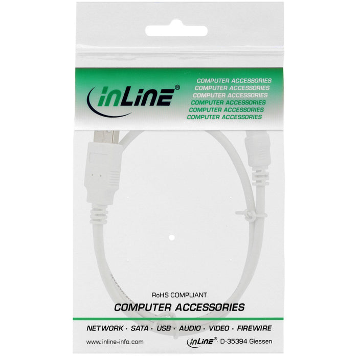 Inline Usb 2.0 Mini Cable Tipo A Macho A Mini-B Macho 5 Pines Blanco 0.5m