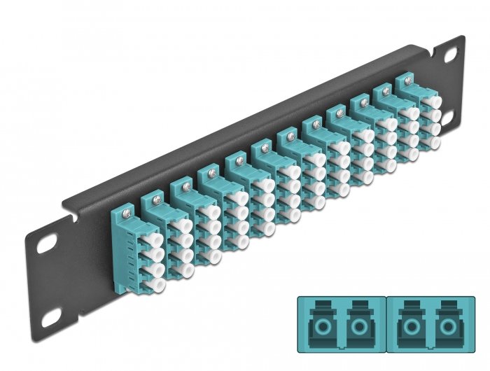 Delock 10" Patch Panel Fo 12 Puertos Lc Quad Aqua 1 U Negro
