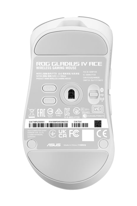 EAN 4711636424622 - ASUS ROG Gladius IV Ace WHT ratón Juego Mano derecha RF Wireless + Bluetooth + USB Type-A Óptico 65000 DP imagen 8