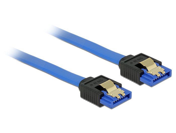 Delock Cable Sata 6 Gb S Buchse Gerade > Sata Buchse Gerade 70cm Blau Mit Goldclips
