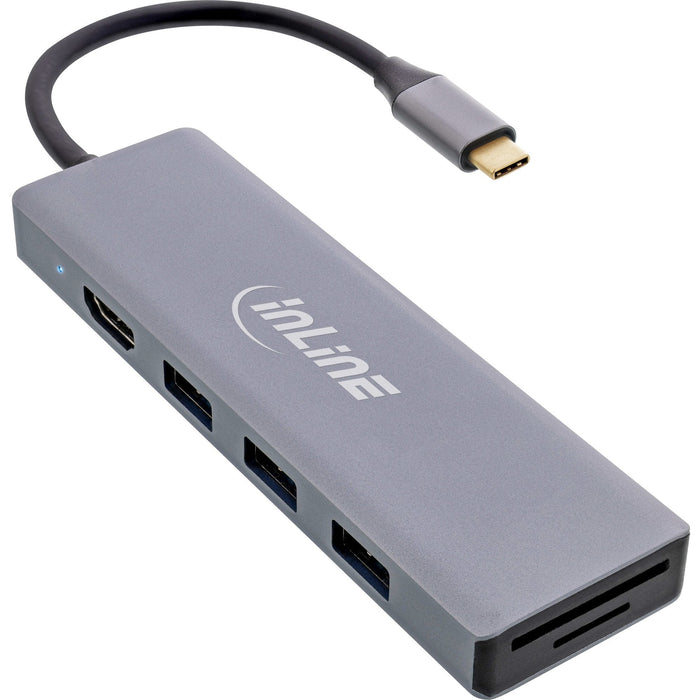 Inline Usb 3.2 Type-C Multi Hub (3x Usb-A 5gb/S + Usb Type-C (Pd 100w), Lector De Tarjetas, Hdmi 4k@30hz ), Otg, Carcasa De Aluminio