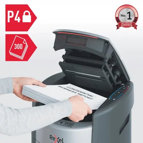 Trituradora Rexel Shredmax Autofeed+ 300x, P4, 300 Hojas, Cubo De 25 L