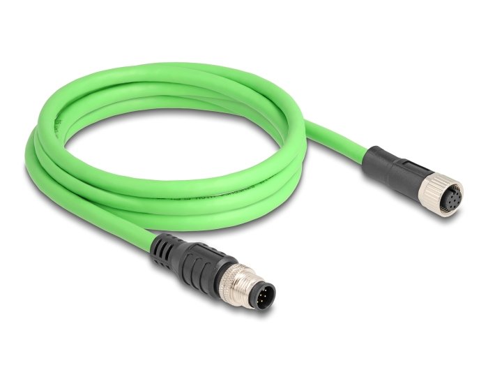 Delock 80402 Cable M12 Codificado A 8 Pin Macho A Hembra Pur (Tpu) 2 M
