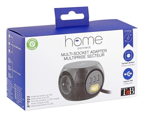 EAN 3303170108369 - T'nB PSBALLBK regleta inteligente 3 salidas AC 1,43 m 3 Negro imagen 4