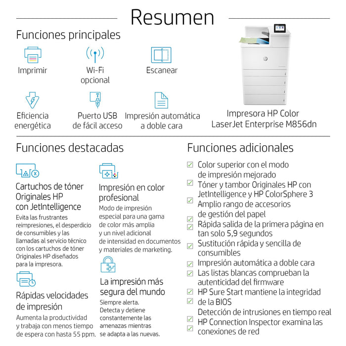 EAN 0193015438279 - HP Color LaserJet Enterprise M856dn 1200 x 1200 DPI A3 Wifi imagen 14