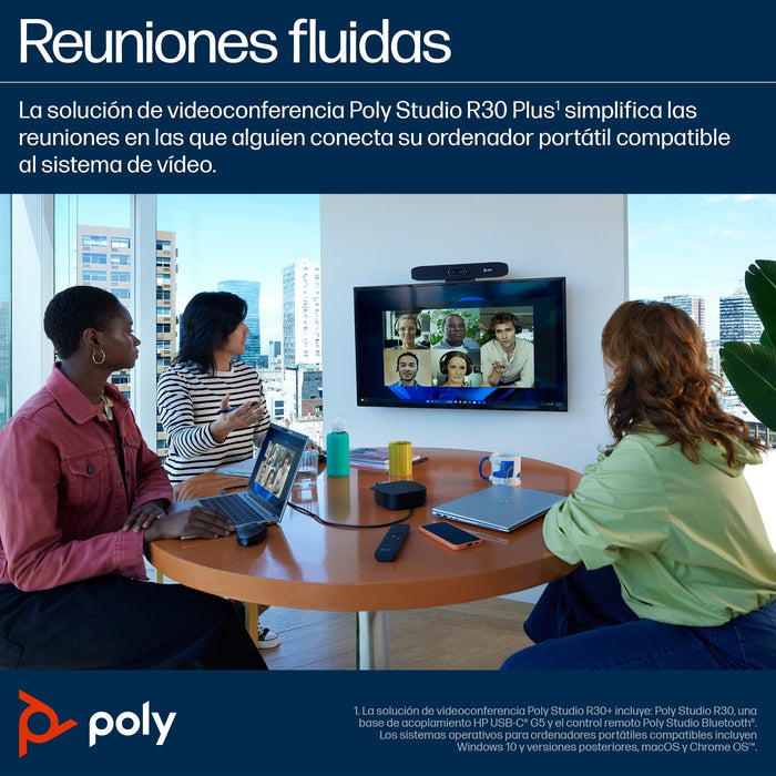 Poly Studio R30 Barra De Vídeo Con Usb Certificado Por Zoom Certificado Para Equipos De Microsoft Arena