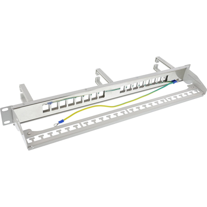 Inline® Patch Panel Cat.6a 16-Way, With 3 Brackets, 16 Keystones, 19", 1u, Gris