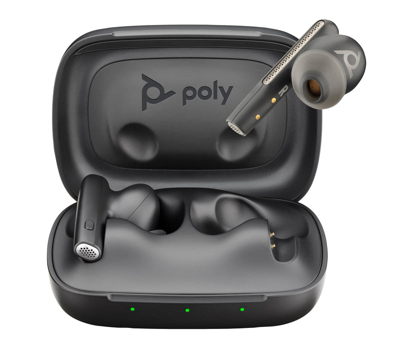 Poly Voyager Free 60 Uc Auriculares Inalámbricos Con Micro En Oreja Bluetooth Cancelación De Sonido Activo Usb-C A Través De Adaptador Bluetooth Negro Carbón Certificado Por Zoom Replaces Poly Sku 220756-02