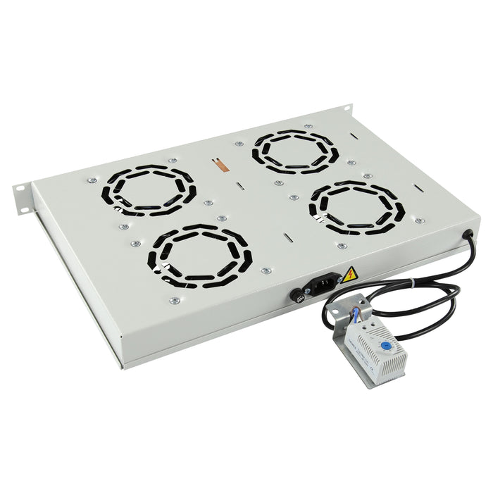 4 Fans, Analog Thermostat  Rack Mount Fan Module 1u