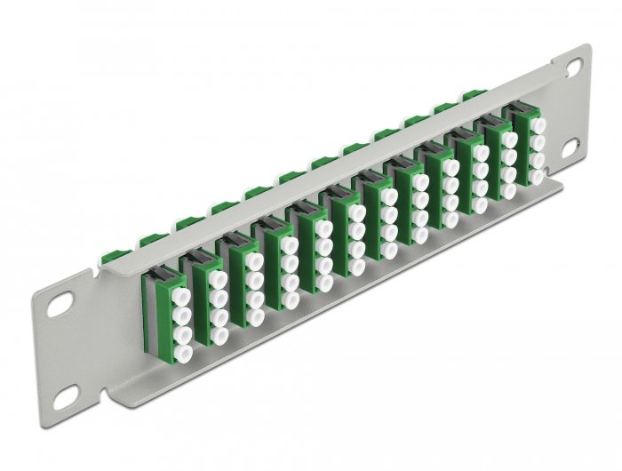 Delock 66797 Panel De Conexión De Fibra Óptica De 10" De 12 Puertos Lc Quad Verde 1u Gris