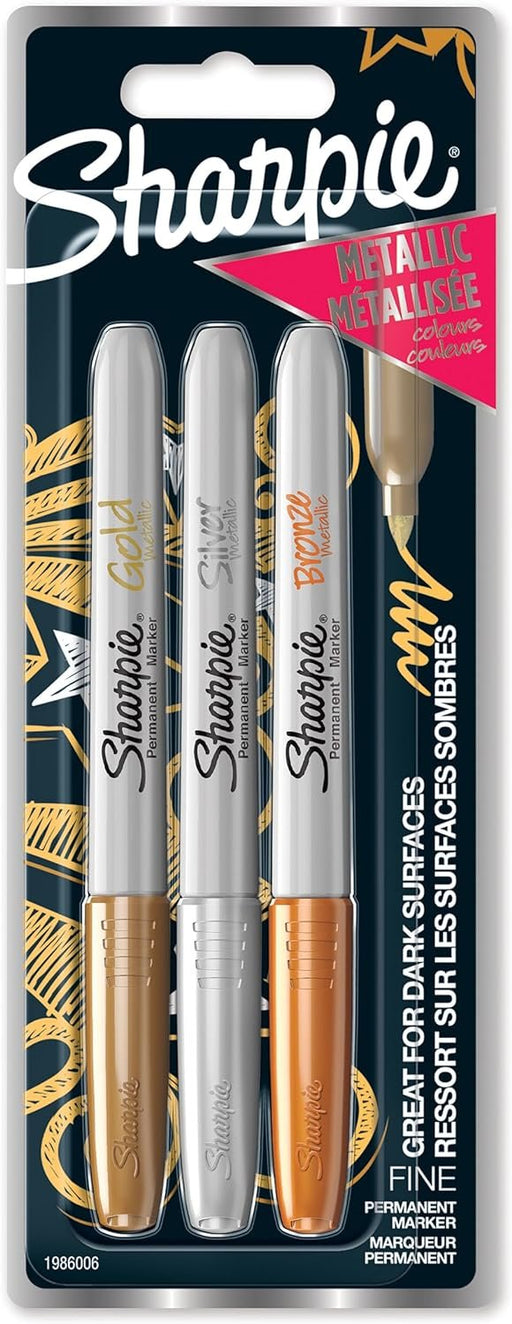 EAN 3501179860060 - Sharpie 1986006 marcador 3 pieza(s) Punta fina Bronce, Oro, Plata imagen 1