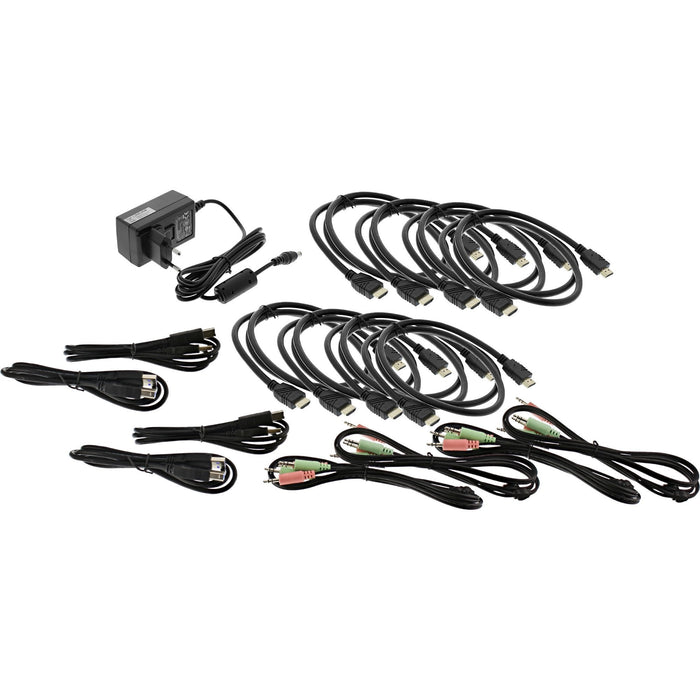 Switch Kvm Inline, 4 Puertos, Monitor Dual, Hdmi 2.0, 4k, Usb 3.0, Audio