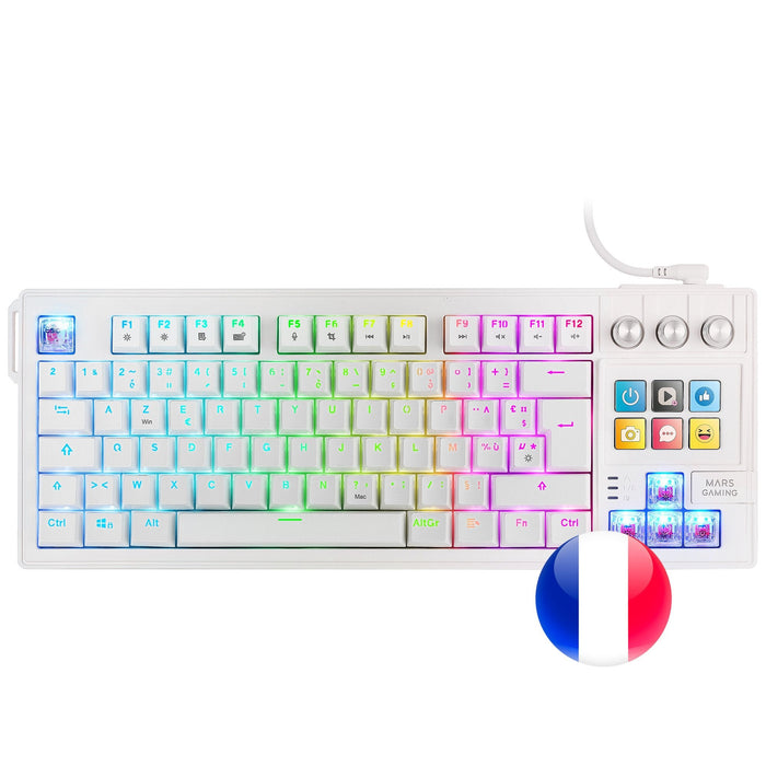 Teclado Gaming Mecánico Mars Gaming Mk-Master Switch Rojo Blanco Incluye Smartdeck