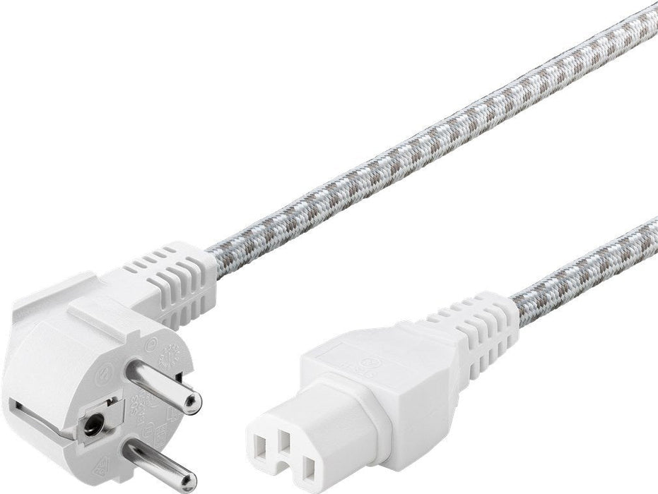 Cable Alimentacion Cee-7/7 90º Schuko A C15 2,00 M Textil Negro-Plata Especial Altas Temperaturas Goobay 3