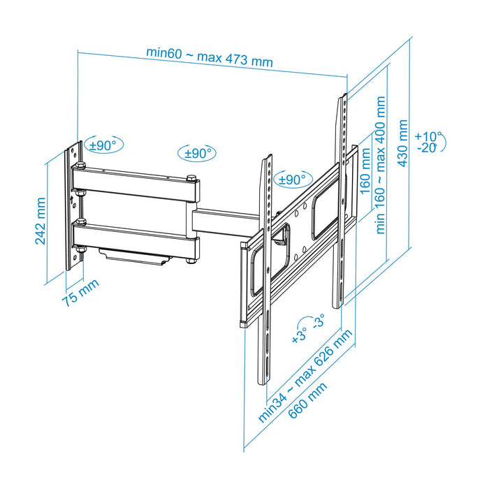 EAN 8433281006935 - TooQ LP6070TN-B soporte para TV 177,8 cm (70") imagen 9