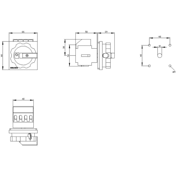 Siemens 3ld20030tk53 Not-Ausschalter 3p 16a 400v 7,5kw Frontbef. 4loch
