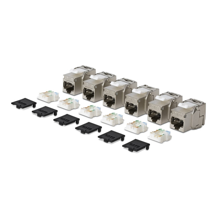 Startech.Com Cat8 Keystone Jack Módulo, Pack De 6 Rj45 Ethernet Keystone Conector Hembra, Utp Cat8 Wandbuchse, 180 Grad, Sin Herramientas, Plano, Plateado, Rj-45, Conector Hembra, Conector Hembra, 25/40gbase-T