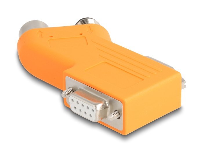 Delock 60667 D-Sub 9 Macho Y Hembra A M12 Macho Y Hembra Divisor De Bus Can De 5 Pines Con Codificación A 35° Naranja