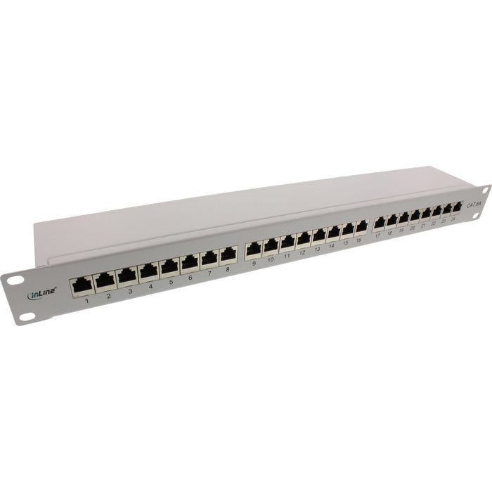 Patch Panel Inline 19" Cat.6a 24 Puertos 1u Gris Claro Ral7035