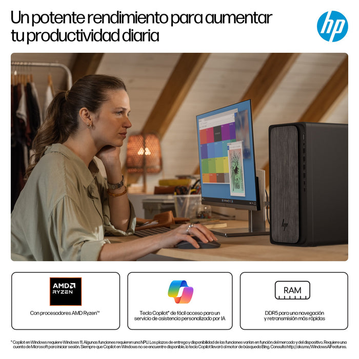 EAN 0199764264343 - HP OmniDesk M02-0013ns AMD Ryzen™ 5 8500G 16 GB DDR5-SDRAM 1 TB SSD Windows 11 Home Torre PC Negro, Gris imagen 6