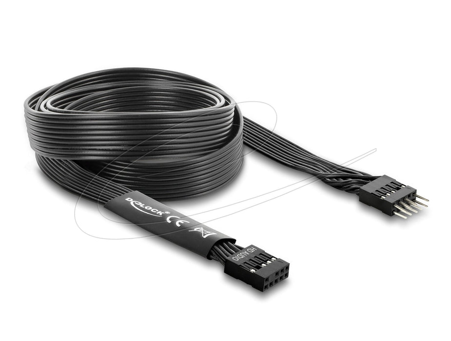 Delock Hd Audio Flachbandcable Mainboard Verlängerungscable 9 Pin Pfostenstecker Zu Pfostenbuchse 1 M Schwarz