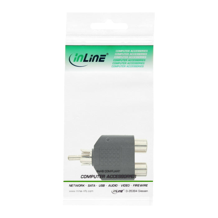 Adaptador De Audio Inline Rca Macho A 2x Rca Hembra