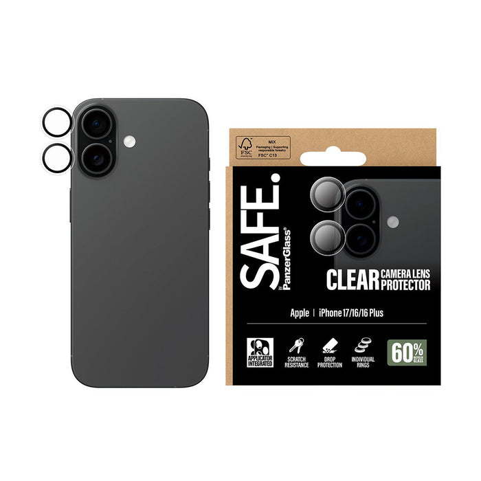 Panzerglass Safe. By ® Kameraschutz Transparent Iphone 17 Iphone 16 16 Plus, Apple, Apple - Iphone 17, Apple - Iphone 16, Apple - Iphone 16 Plus, Seco Aplicación, Resistente A Arañazos,