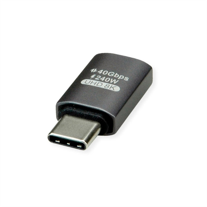 Roline Usb4 Gen 3x2 Adapter Typ C St Bu, Aluminium, Gerade, Silberfarben