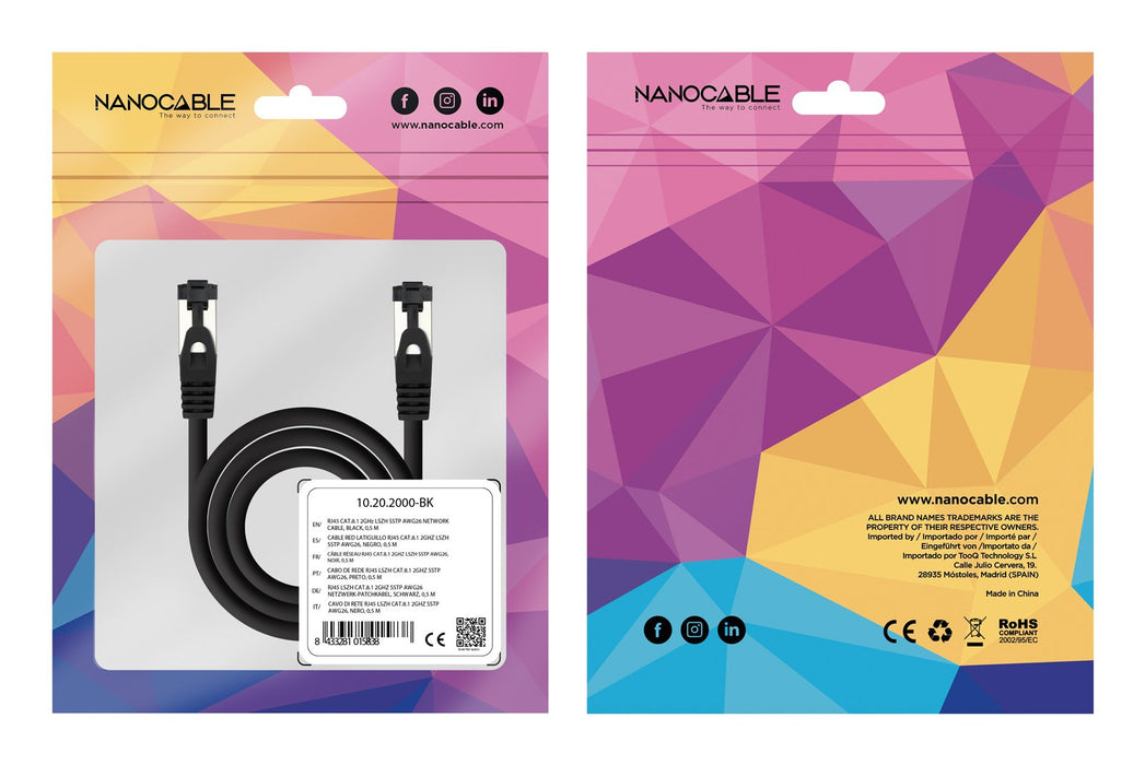EAN 8433281015838 - Nanocable 10.20.2000-BK cable de red 0,5 m Cat8.1 S/FTP (S-STP) imagen 5