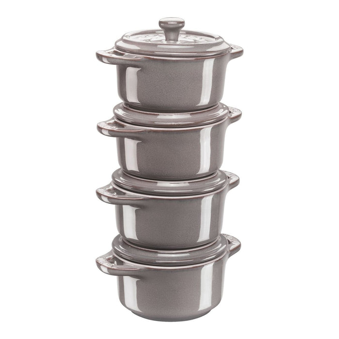 Staub Mini Cocotte Set 4-Tlg. Rund, Keramik, Antik-Grau