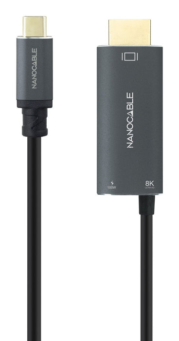 Cable Usb-C/M-Hdmi 2.1+Usb-C/H Pd 100w,Negro,1.8m
