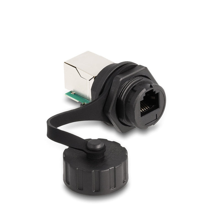 Delock Cableverbinder Rj12 Buchse Zu Rj12 Buchse Zum Einbau Mit Verschlusskappe Ip68 Staub- Und Wasserdicht Schwarz