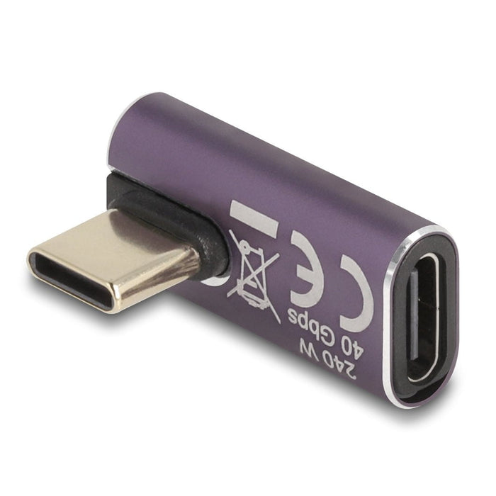 Delock 60288 Usb Adaptador 40 Gbps Usb Type-C Pd 3.1 240 W Macho A Puerto Hembra Girado Sesgado Hacia La Izquierda Y Hacia La Derecha 8k 60 Hz Metal