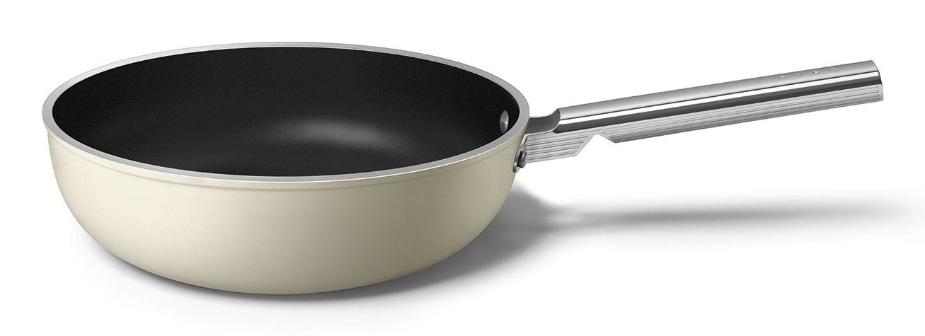 Smeg Wof3002crm Wok, 30 Cm, Keramik, Edelstahlgriff, Mattcreme