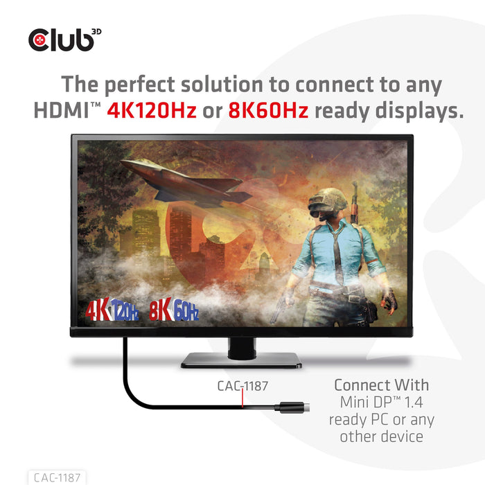 EAN 8719214472535 - CLUB3D CAC-1187 adaptador de cable de vídeo 1,8 m Mini DisplayPort HDMI Negro imagen 5