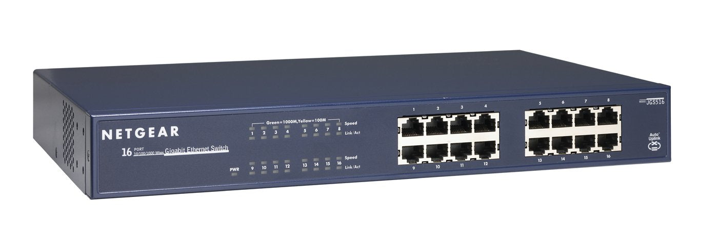 Netgear Jgs516, 20 ?S, No Administrado, Azul, 330 X 207 X 43 Mm, Alámbrico, 0 - 55 °C