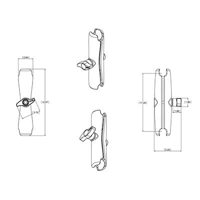 Ram  Double Socket A / The Ram-D-201u-E  Long Double Socket Arm  Has A Socket At Both Ends That Accommodates 2.25  Ball Bases.