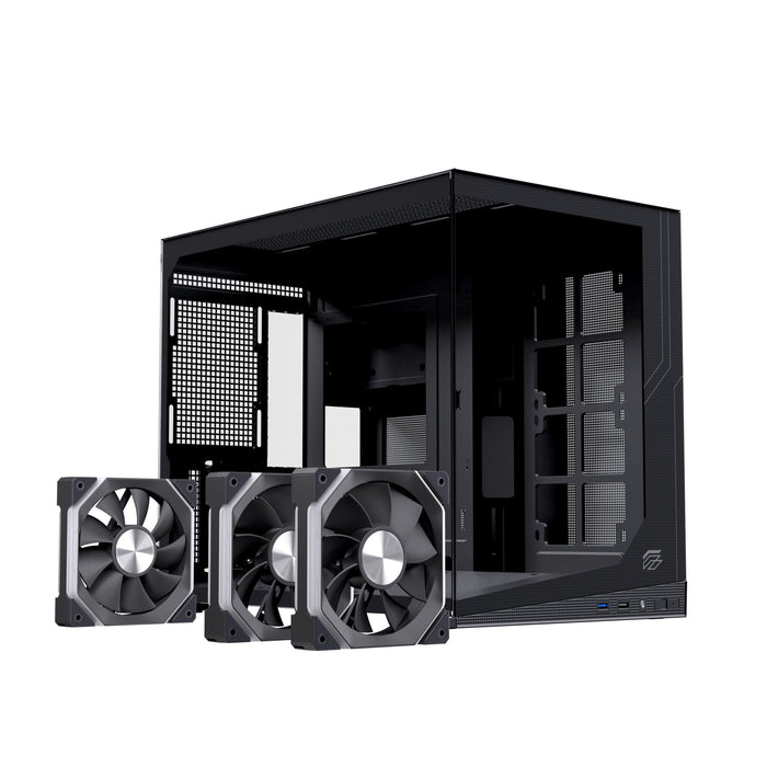 Caja Pc Micro-Atx Semitorre Einarex Sm300 Rgb C-Templado Negra Excs-Sm-300r-B