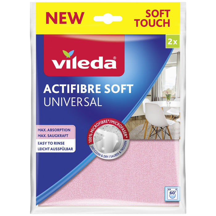 EAN 4023103240810 - Vileda 4023103240810 trapo para limpiar Microfibra, Poliuretano Gris, Rosa 2 pieza(s) imagen 1