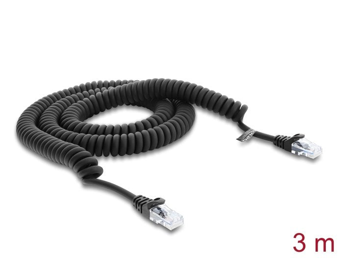 Delock Rj50 Cable En Espiral Conector Macho A Macho 3 M Negro