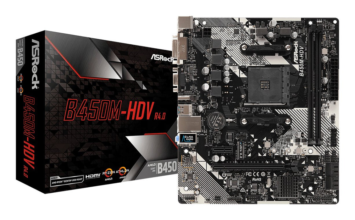 EAN 4717677337617 - Asrock B450M-HDV R4.0 AMD B450 Zócalo AM4 micro ATX imagen 1