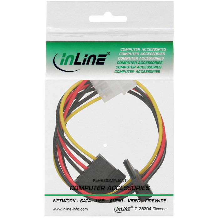 Cable De Alimentación Interno Inline 1x Molex De 4 Pines A 2x Sata Power De 0,3 M