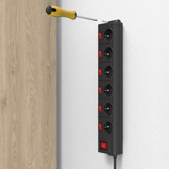 Regleta Alimentacion Hama Con 6 Tomas Interruptor Individual Y Comun 1,4m Color Negro